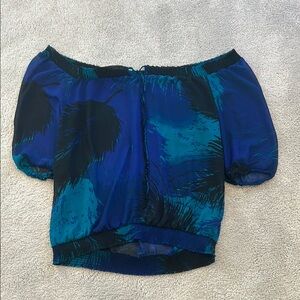 Blue and Black Off-Shoulder Women's Mossimo Top